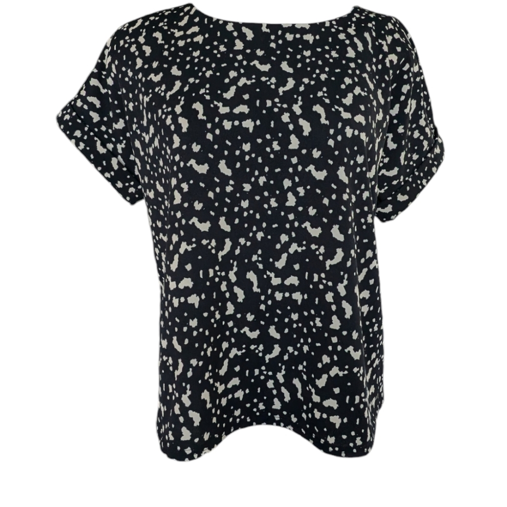 Melloday black and cream short sleeved blouse size medium